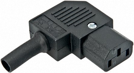 Apparat stik 220V 3 pol hun vinkel sort (hjre)