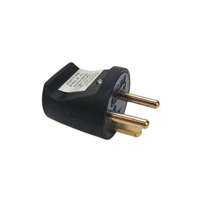 Plug med jord 230V rund, med kabelaflastning, Sort