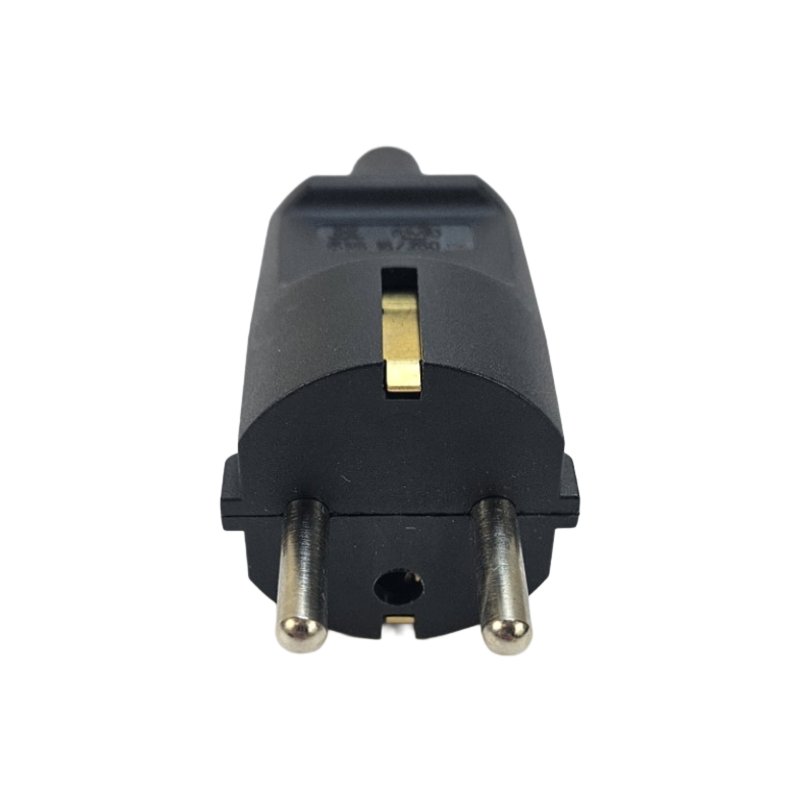 Schuko stikkontakt 230V rund, m/kabelaflastning, Sort