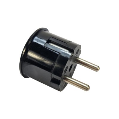 Schuko stikprop 230V rund vinkel, Sort