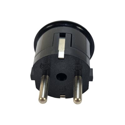 Schuko stikprop 230V rund vinkel, Sort