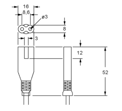 Powerkabel Euro han til mini Euro hun 1,8 meter