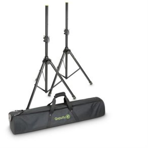 Gravity h�gtalarstativ set med v�ska Alu, Svart lackerad
