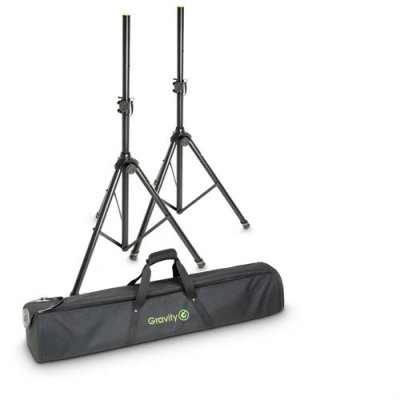 Gravity h�gtalarstativ set med v�ska Alu, Svart lackerad