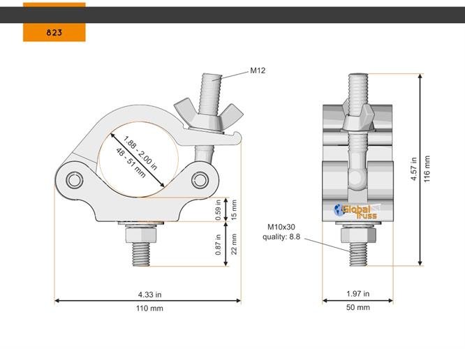 Global Truss Clusterring til 4 hjttalere =1,0 meter