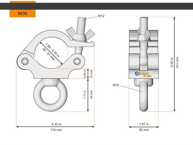 Global Truss Clusterring til 6 hjttalere =1,0 meter