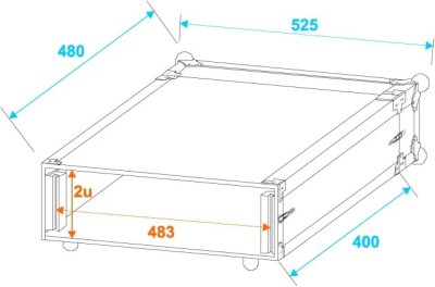 Flightcase rack 2 unit 40 cm dyb