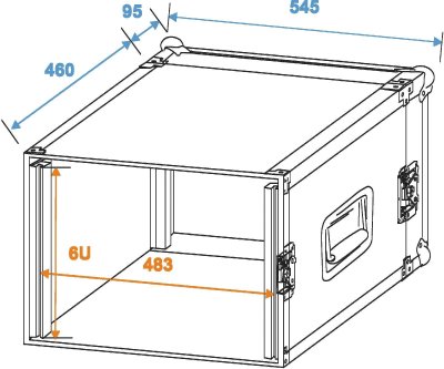 Flightcase rack 6 unit 47 cm dyb