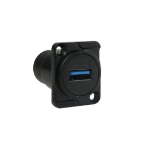 Amphenol USB3 gennemf�ring chassis stik A til A, sort