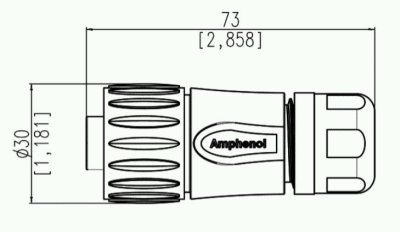 Amphenol Eco 4-pin hun h�jttaler kabelstik crimp version IP67