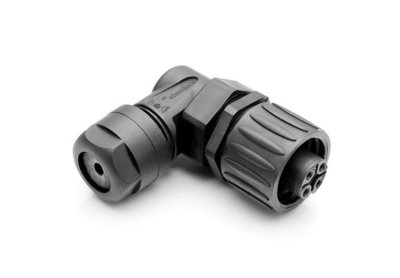 Amphenol Eco 4-pin hun h�jttaler vinkel kabelstik m/skrueterminaler IP67