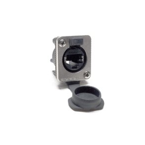 Amphenol XLRnet D-Type Ethernet Chassis stik m/Cap, IP54, Vertical PCB,CAT6