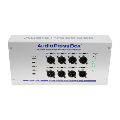 AudioPress Box on-wall Dante stageboks, 8 mic/line og 4 USB-c out