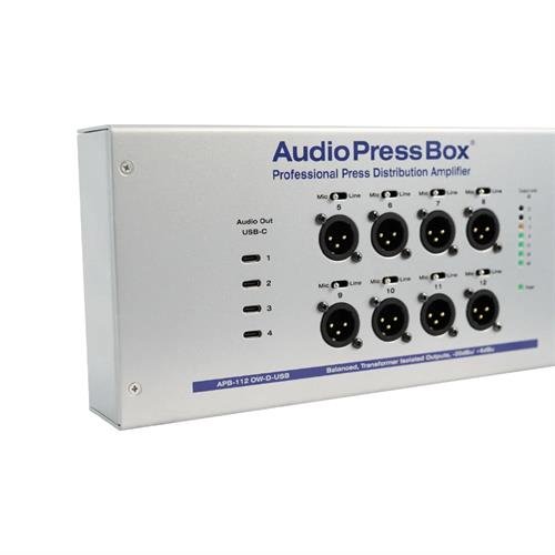 AudioPress Box on-wall Dante stageboks, 8 mic/line og 4 USB-c out