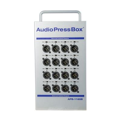 AudioPress stageboks 1 line in, 16 line/Mic out, 10 timers batteri