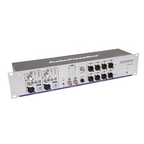 AudioPressBox audiosplitter til rack 2 in og 8 mic/line out. Redundant PSU