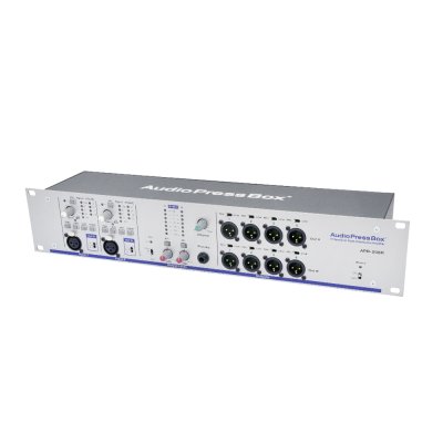 AudioPressBox audiosplitter til rack 2 in og 8 mic/line out. Redundant PSU
