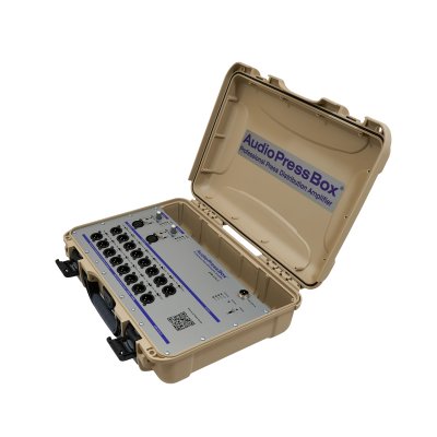 AudioPress Box audiosplitter stageboks 2 in / 16 out, internt batteri 20 timer