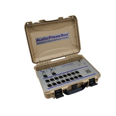AudioPress Box audiosplitter stageboks 2 in / 16 out, internt batteri 20 timer