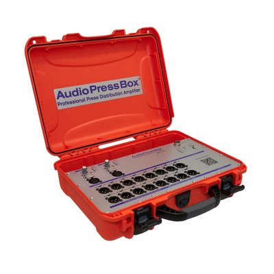 AudioPress Box audiosplitter stageboks 2 in / 16 out, internt batteri 20 timer