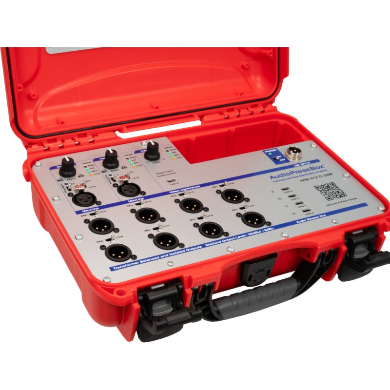 AudioPressBox audiosplit kuffert 2 mic/lin og 1 USB-c in og 8 mic/line + 4 x USB-c out