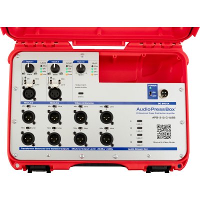 AudioPressBox audiosplit kuffert 2 mic/lin og 1 USB-c in og 8 mic/line + 4 x USB-c out