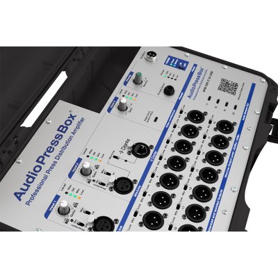 AudioPressBox audiosplit kuffert med 1 Dante 1 USB-c in og 16 mic/line og 4 USB c out