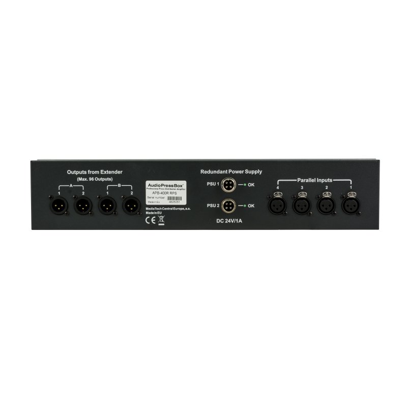 AudioPressBox extender enhed til rackmontering 4 input og 4 ext out, redundant PSU