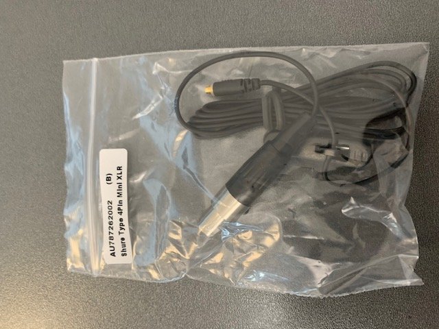 Audac kabel til headst, Shure JTS  type 4-pin XLR , Sort