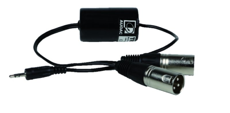 Audac isolation transformer 3,5 mm Jack han til 2 x XLR