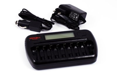 Batterioplader til 8 styk AA og AAA batterier m/display