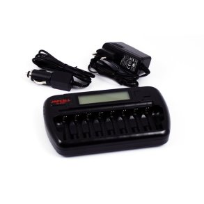 Batterioplader til 8 styk AA og AAA batterier m/display