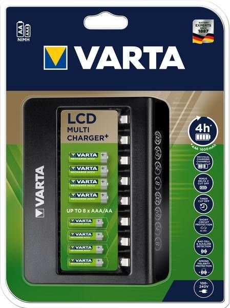 Batterioplader til 8 styk AA og AAA batterier m/display