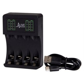 Batterioplader til 4 styk AA og AAA batterier m/display