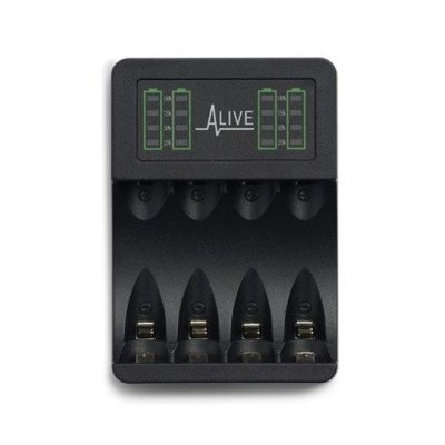 Batterioplader til 4 styk AA og AAA batterier m/display