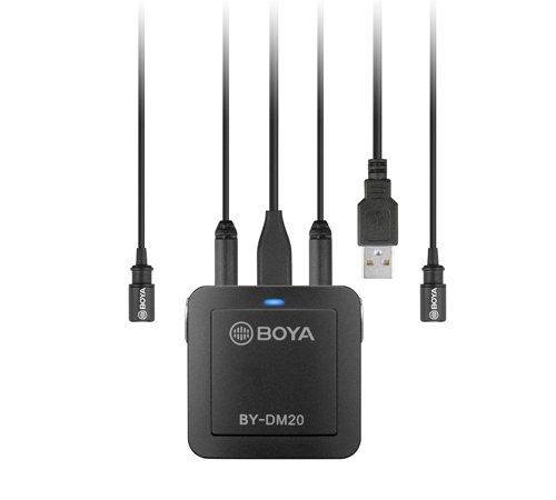 Boya DM20 recording kit med 2 lavalier mikrofoner