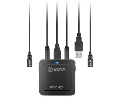 Boya DM20 recording kit med 2 lavalier mikrofoner