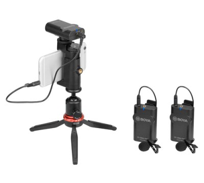 Boya tr�dl�s s�t m/2 styk bodypack til DSLR og smartphones