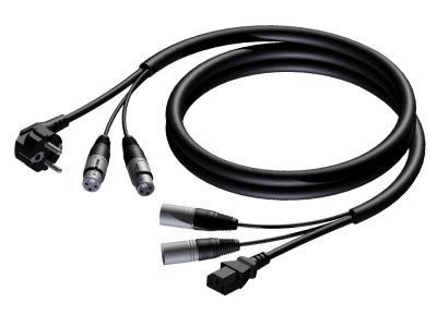 Schuko Power / XLR hun til Euro Power / XLR han - 5 m