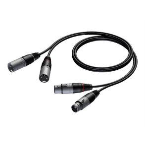 ProCab 2-par XLR kabel 2 x XLR hun > 2 x XLR han - signalkabel 1 meter