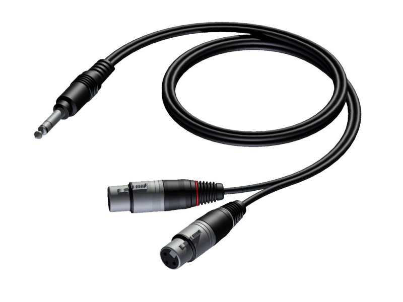 ProCab Stereo jack > 2 x XLR hun insert-kabel 1,5 meter