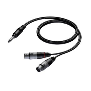 ProCab Stereo jack > 2 x XLR hona insert-kabel 1,5 meter
