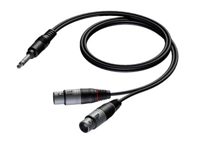 ProCab Stereo jack > 2 x XLR hona insert-kabel 1,5 meter