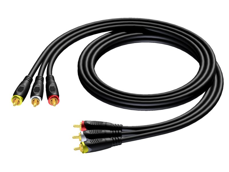ProCab 3 x RCA han > 3 x RCA han 1,5 meter