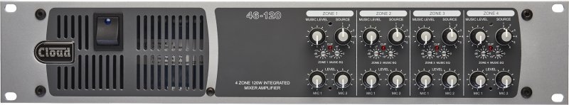 Cloud Zonemixer og forstrker 4 x120W, 6 Line og 2 Mic input