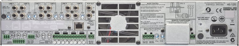 Cloud Zonemixer og forstrker 4 x120W, 6 Line og 2 Mic input