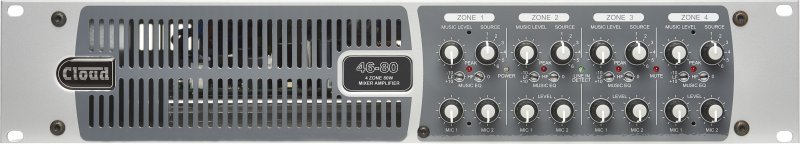Cloud Zonemixer og forstrker 4 x80W, 6 Line og 2 Mic input