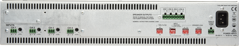 Cloud CA4250 Digital Forstrker 4 x 250 W 4 Ohm og 100 Volt