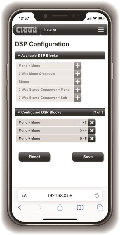 Cloud CV4250 Digital DSP Forstrker 4 x 250W, 4 Ohm, 100 Volt