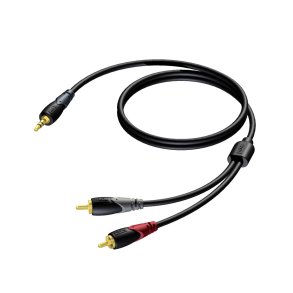 ProCab Minijack stereo > 2 x RCA - signalkabel 15 meter